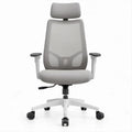 Sedia ergonomica girevole grigio chiaro e nero con rete, poggiatesta e braccioli, 64 x 64 x 118-128 cm