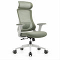 Sedia da ufficio ergonomica girevole verde salvia e grigio chiaro con poggiatesta, 66 x 66 x 118-128 cm