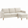 Divano angolare a 3 posti con chaise longue destra beige, 220 x 145 x 85 cm