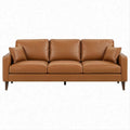 Divano lineare 3 posti in pelle sintetica PU marrone 210 x 90 x 85 cm
