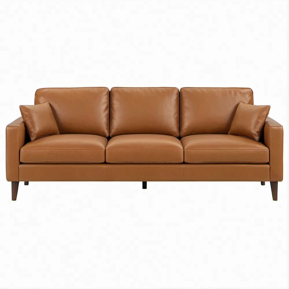 Divano lineare 3 posti in pelle sintetica PU marrone 210 x 90 x 85 cm