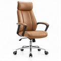 Sedia direzionale girevole in pelle sintetica PU Marrone con poggiatesta, 66 x 68 x 118-128 cm