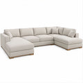 Divano angolare a U 6 posti beige con due chaise longue 350 x 220 x 85 cm