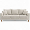 Divano 3 posti beige con gambe in legno massello, 220 x 90 x 85 cm