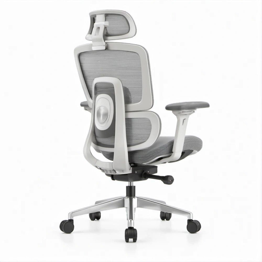 Sedia da ufficio ergonomica girevole in rete Grigio Chiaro/Grigio Scuro/Nero con poggiatesta, 68 x 68 x 118-128 cm