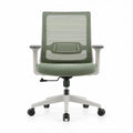 Sedia da ufficio ergonomica girevole con braccioli, rete verde salvia e bianca, 60 x 60 x 90-100 cm