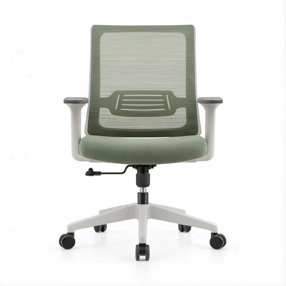 Sedia da ufficio ergonomica girevole con braccioli, rete verde salvia e bianca, 60 x 60 x 90-100 cm