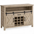 Credenza in MDF effetto rovere chiaro e nero, 120 x 45 x 100 cm, con ante scorrevoli, cassetto e 12 scomparti