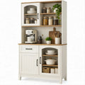 Mobile da cucina alto bianco e rovere con ripiani, ante e cassetti, 90 x 40 x 190 cm