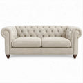Divano Chesterfield 2 Posti Beige Crema in Poliestere, 180 x 90 x 78 cm