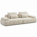 Divano lineare 4 posti in bouclé beige, 300 x 105 x 82 cm