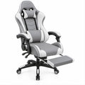 Sedia ergonomica reclinabile grigia, bianca e nera con poggiapiedi estraibile, 66 x 66 x 125-135 cm