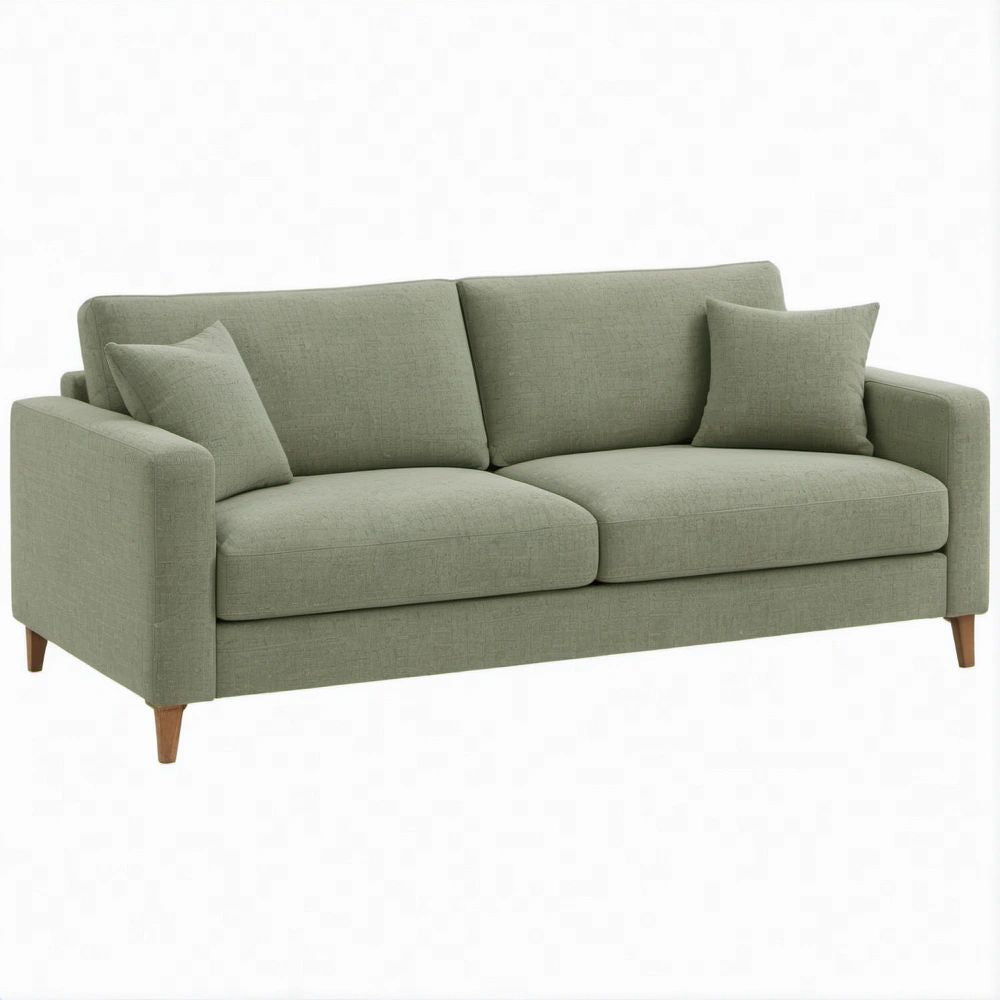 Divano 2 Posti Verde Salvia con Piedini in Legno Massello, 180 x 86 x 84 cm