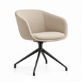 Poltroncina girevole beige e nera in similpelle PU con base a 4 razze, 62 x 60 x 82 cm