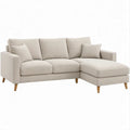 Divano angolare 3 posti con chaise longue destra beige, 220 x 145 x 85 cm