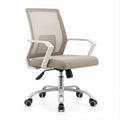 Sedia da ufficio girevole beige con schienale in rete, braccioli e supporto lombare, 60 x 60 x 92-102 cm