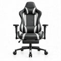 Sedia gaming ergonomica reclinabile Nero/Bianco con poggiapiedi, 66 x 66 x 118-128 cm