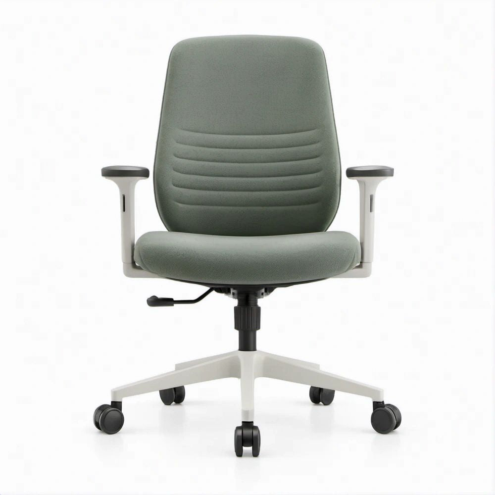 Sedia da ufficio girevole verde grigio chiaro con braccioli, 62 x 62 x 92-102 cm