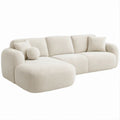 Divano angolare 3 posti con chaise longue sinistra in bouclé crema, 280 x 165 x 78 cm