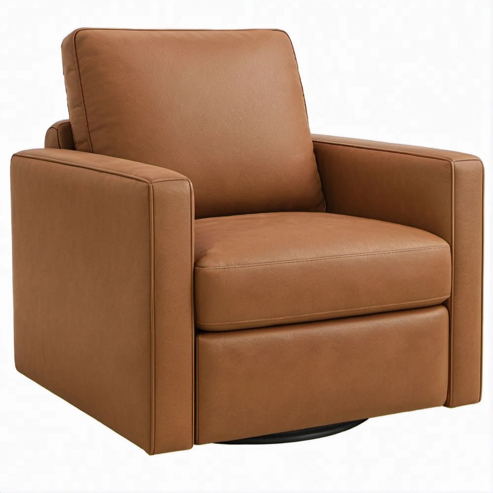 Poltrona girevole contemporanea in pelle sintetica PU cognac 82 x 86 x 88 cm