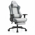 Poltrona gaming ergonomica grigio chiaro e grigio scuro con poggiapiedi estraibile, 68 x 70 x 122-132 cm